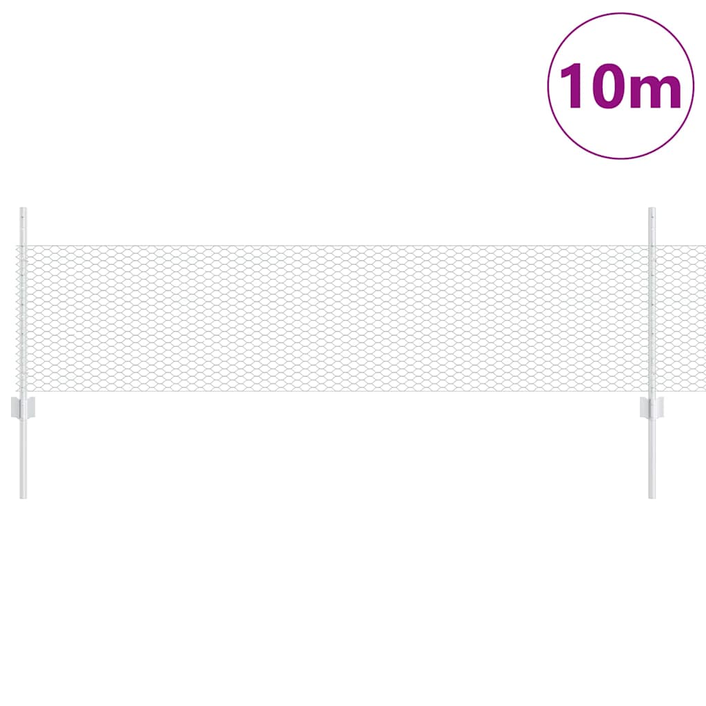 Cerca com Postes Prateado 0.5 x 10 m Aço