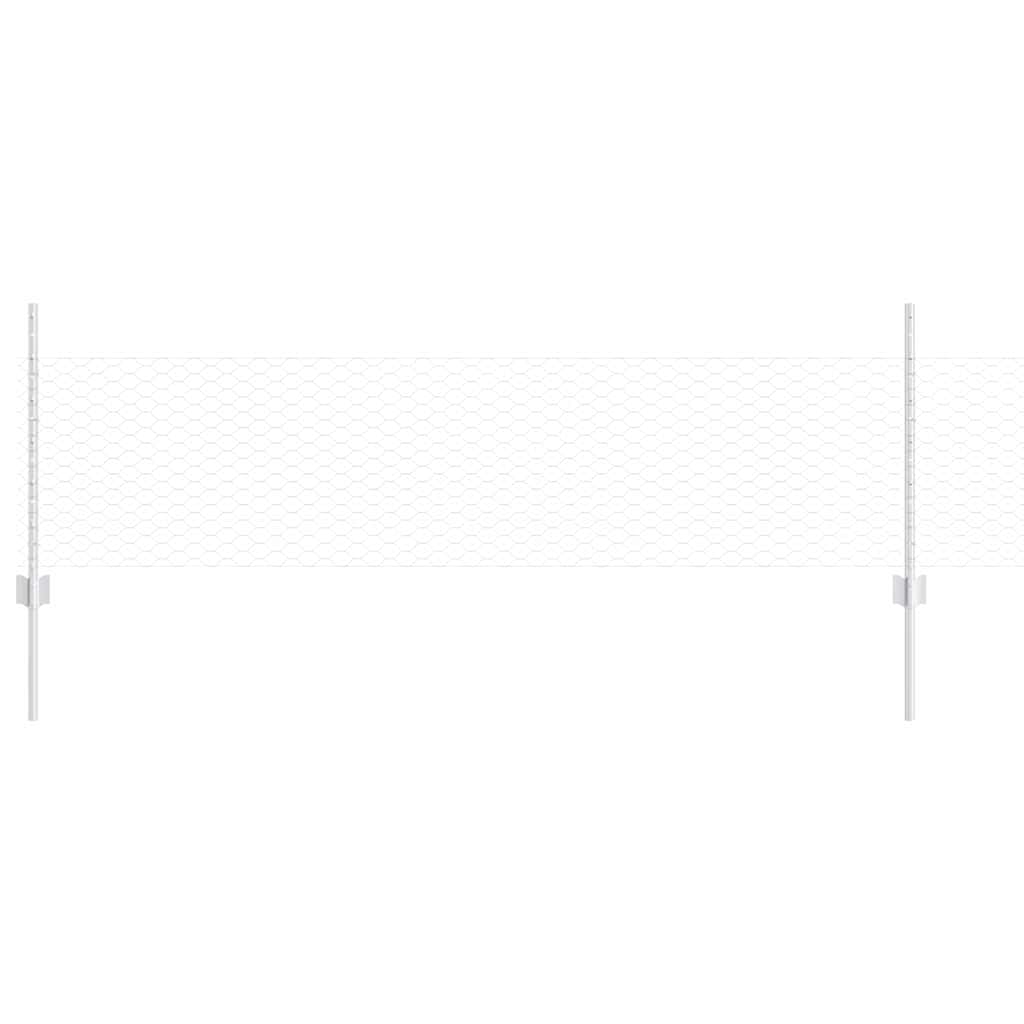 Cerca com Postes Prateado 0.5 x 10 m Aço