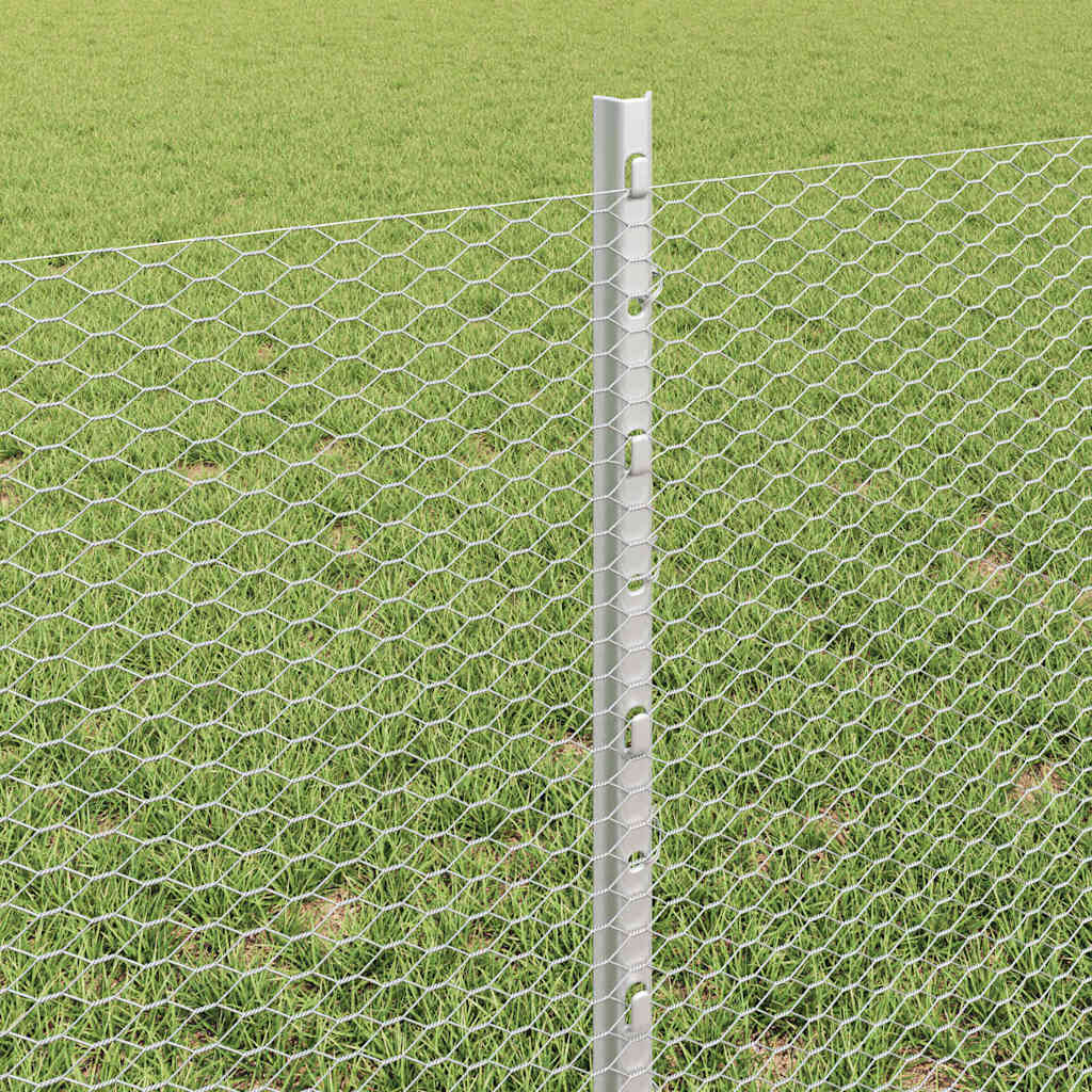 Cerca com Postes Prateado 0.6 x 10 m Aço