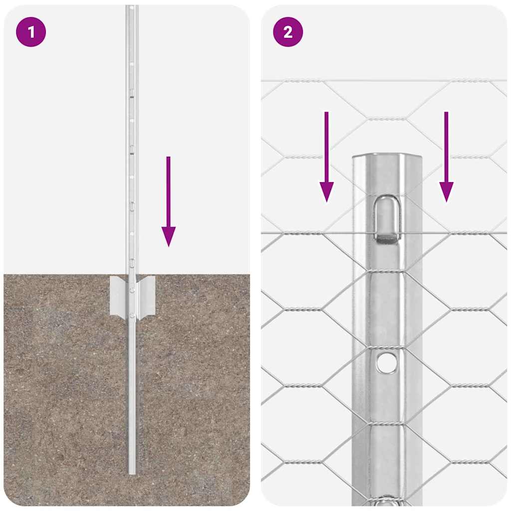 Cerca com Postes Prateado 0.6 x 10 m Aço