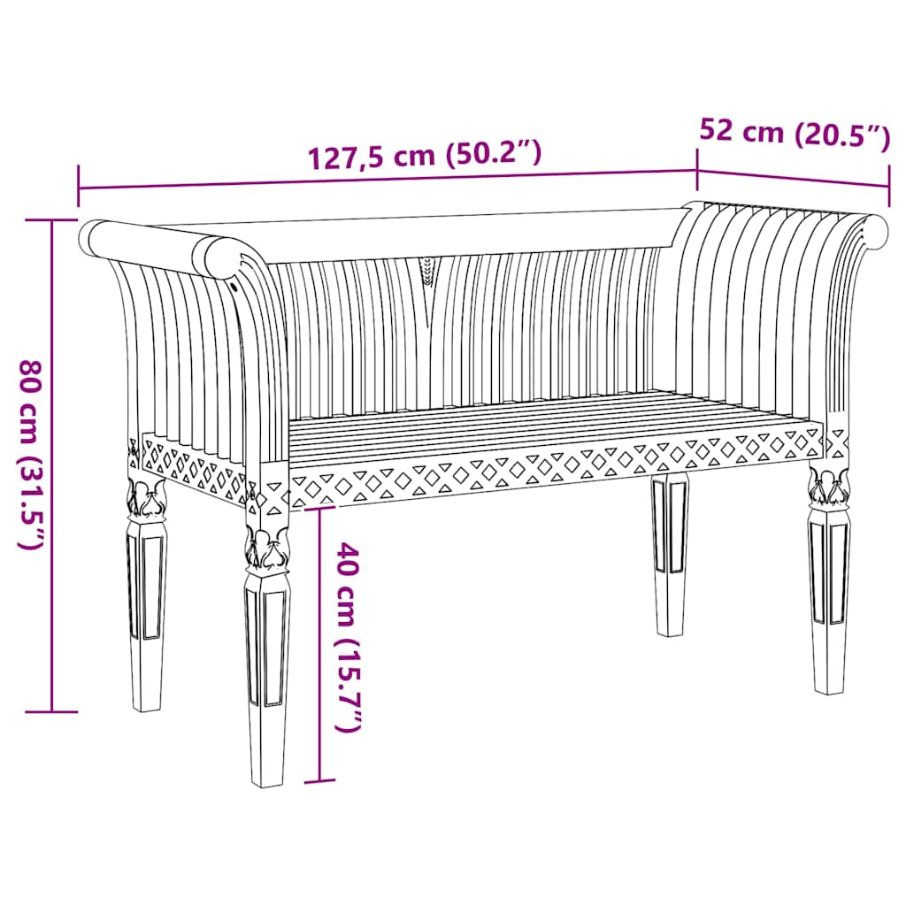 Banco de jardim Castanho 127.5 x 52 x 80 cm