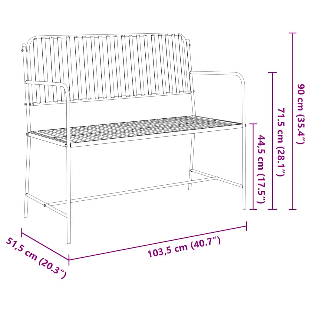 Banco de jardim Branco 104 x 54 x 93cm Aço