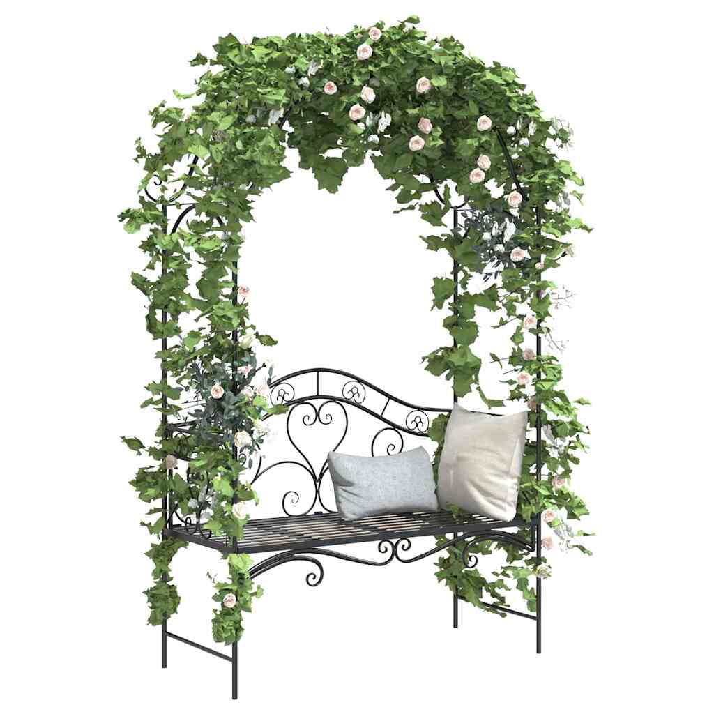 Banco de jardim com almofada Preto 104 x 54 x 93cm Aço