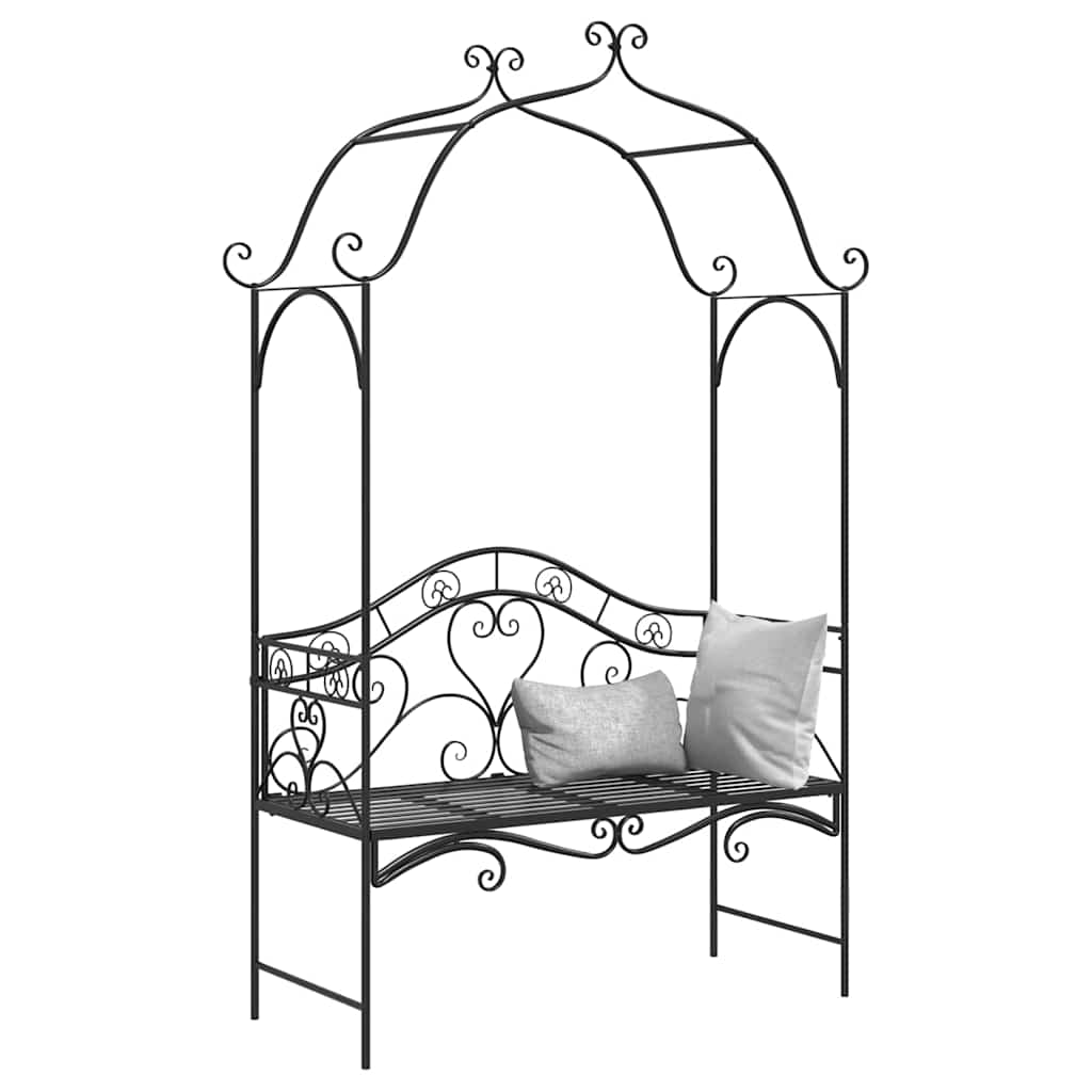 Banco de jardim com almofada Preto 104 x 54 x 93cm Aço