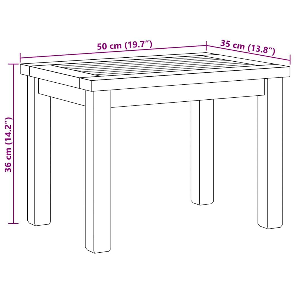 Mesa de centro Castanho 50 x 35 x 36 cm Madeira de teca maciça