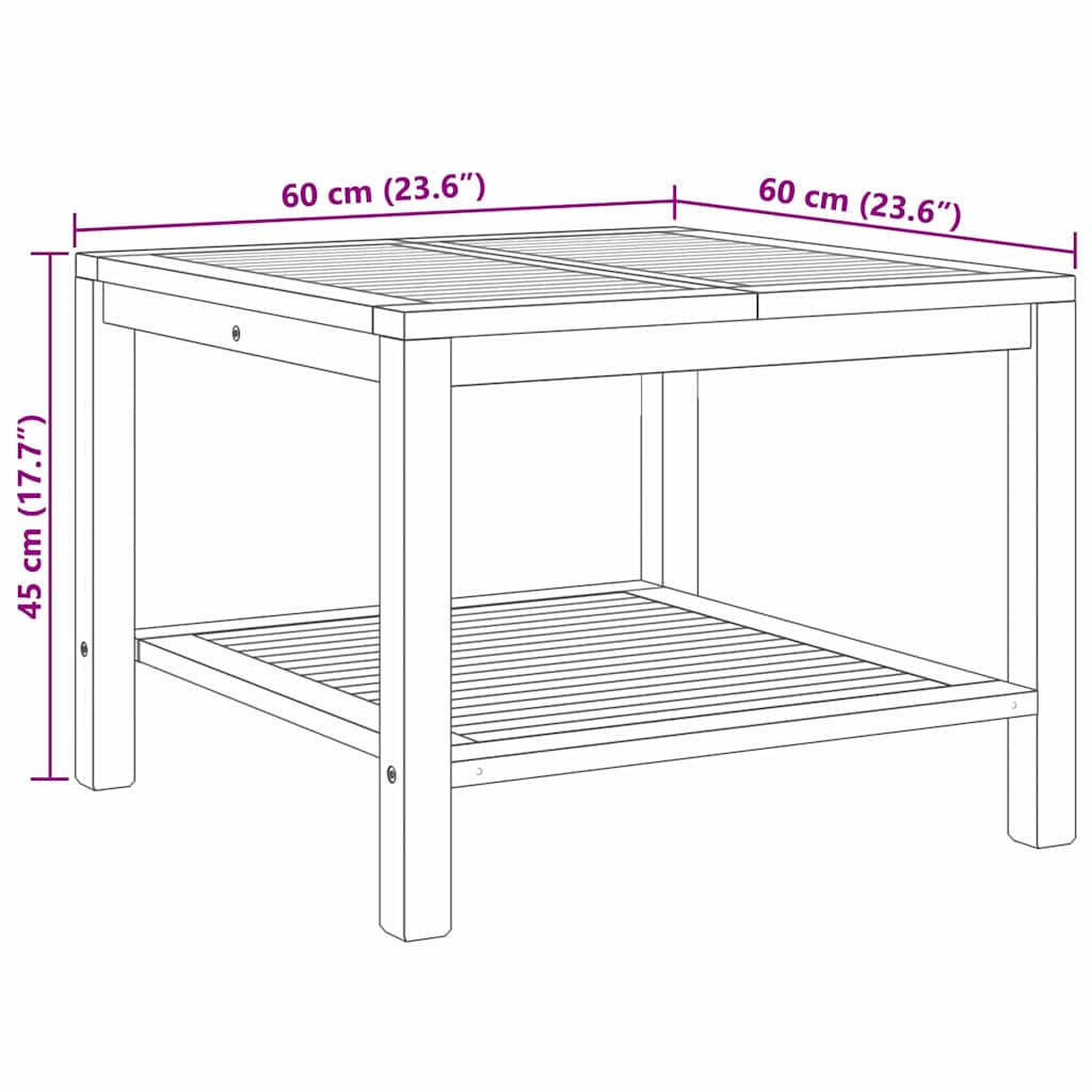Mesa de centro Castanho 60 x 60 x 45 cm Madeira de teca maciça