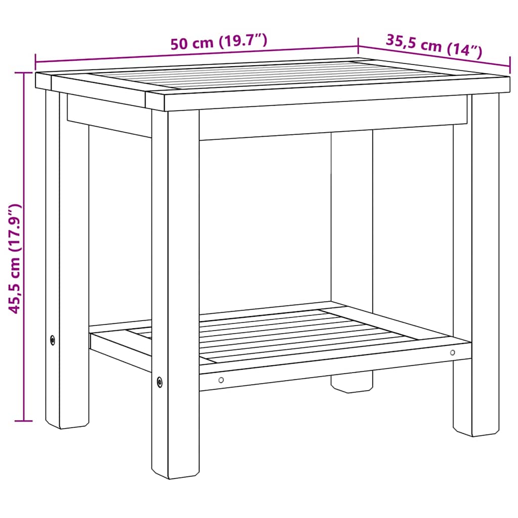 Mesa de centro Castanho 50 x 35 x 45 cm Madeira de teca maciça