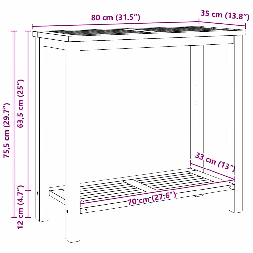 Mesa de centro Castanho 85 x 35 x 75 cm Madeira de teca maciça