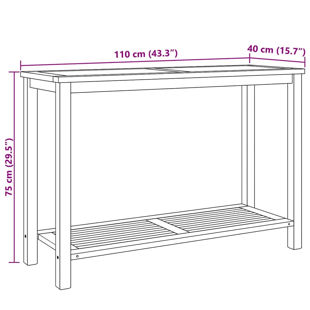 Mesa de centro Castanho 110 x 40 x 45 cm Madeira de teca maciça