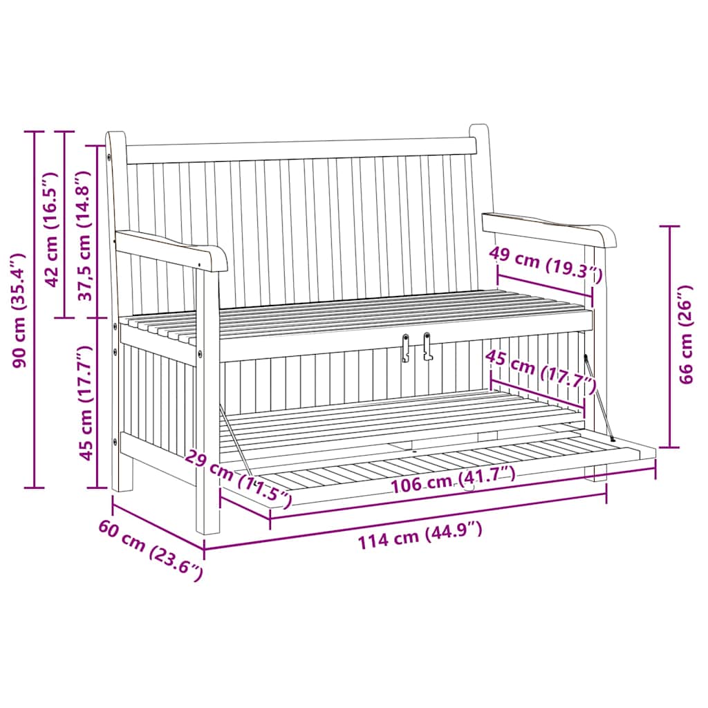 Banco de Armazenamento para Jardim Castanho 114 x 60 x 90 cm