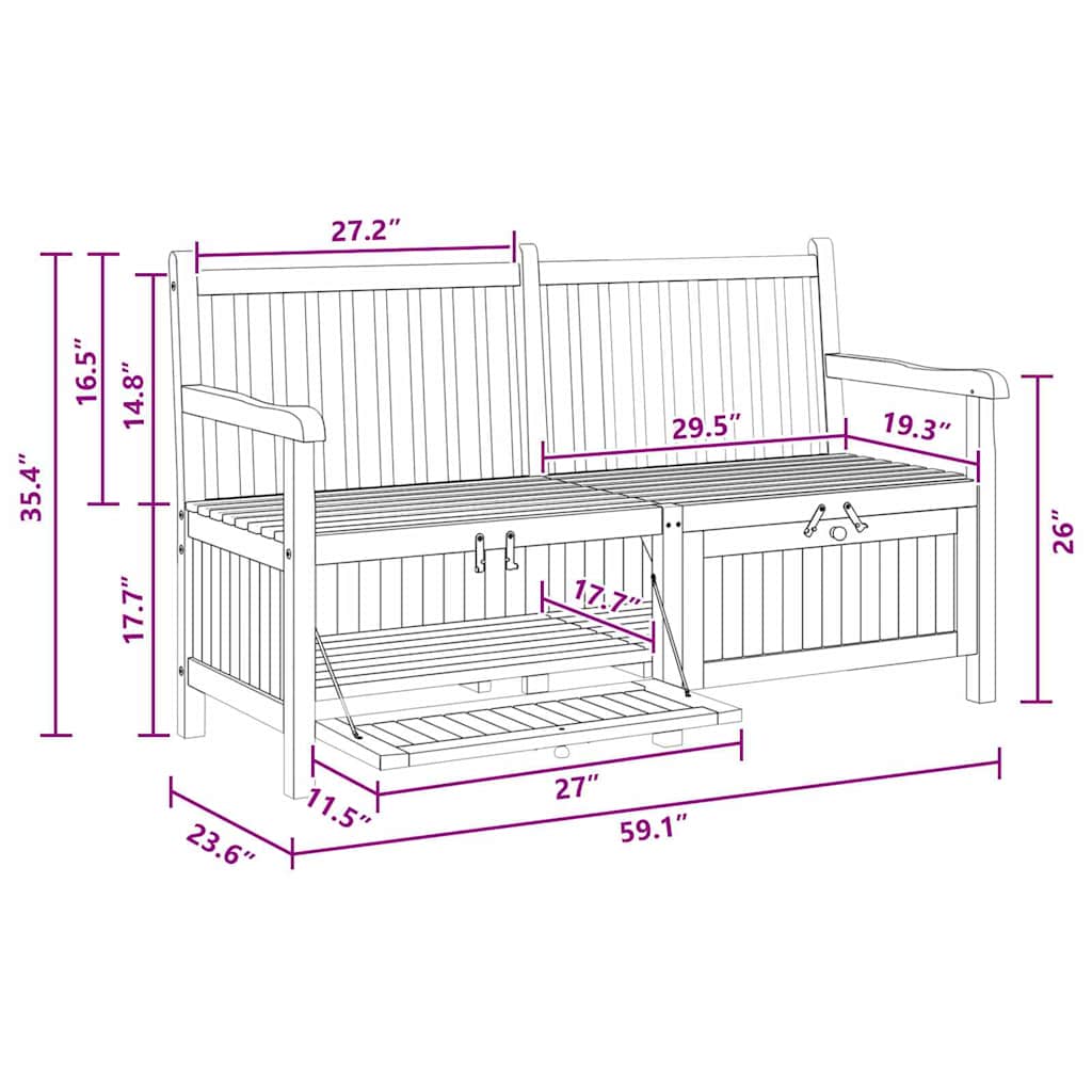Banco de Armazenamento para Jardim Castanho 150 x 60 x 90 cm