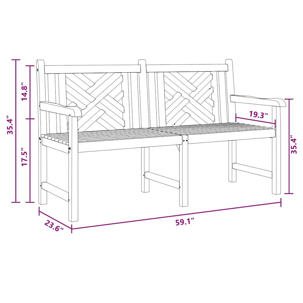 Banco de jardim Castanho 150 x 60 x 90 cm