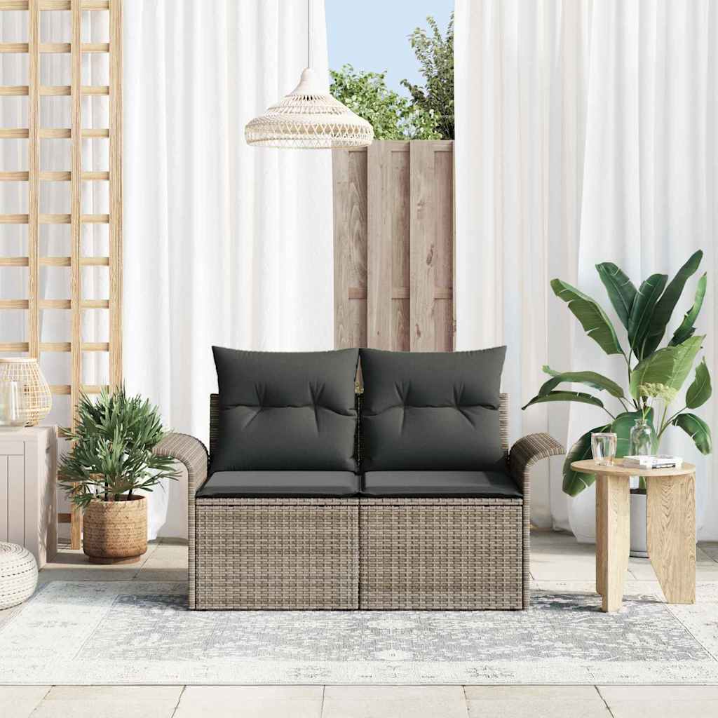 Sofá de jardim com almofada Cinzeto 141 x 62 x 69cm vime PE