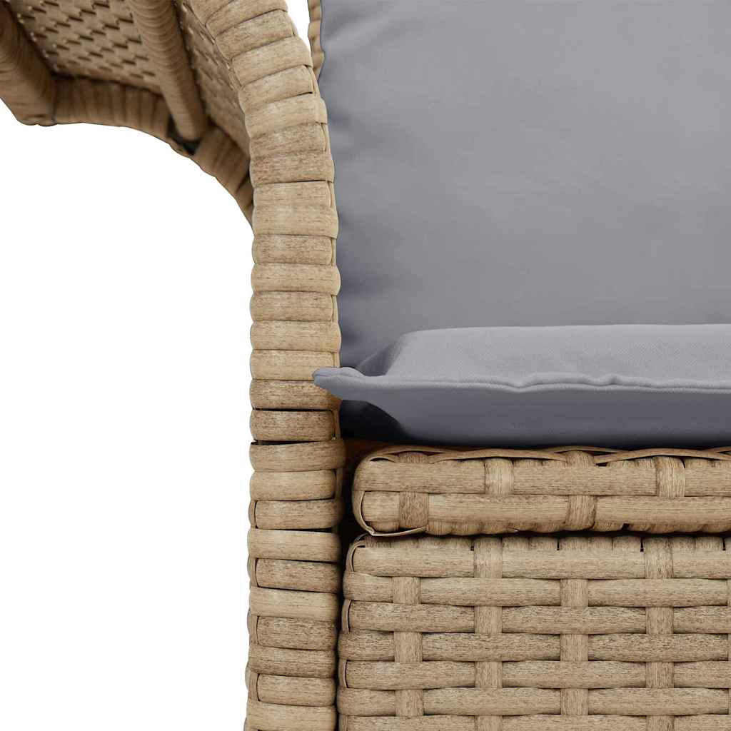 Sofá de jardim com almofada Bege 141 x 62 x 69cm vime PE