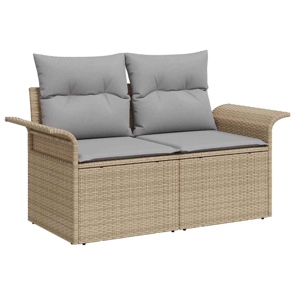 Sofá de jardim com almofada Bege 141 x 62 x 69cm vime PE