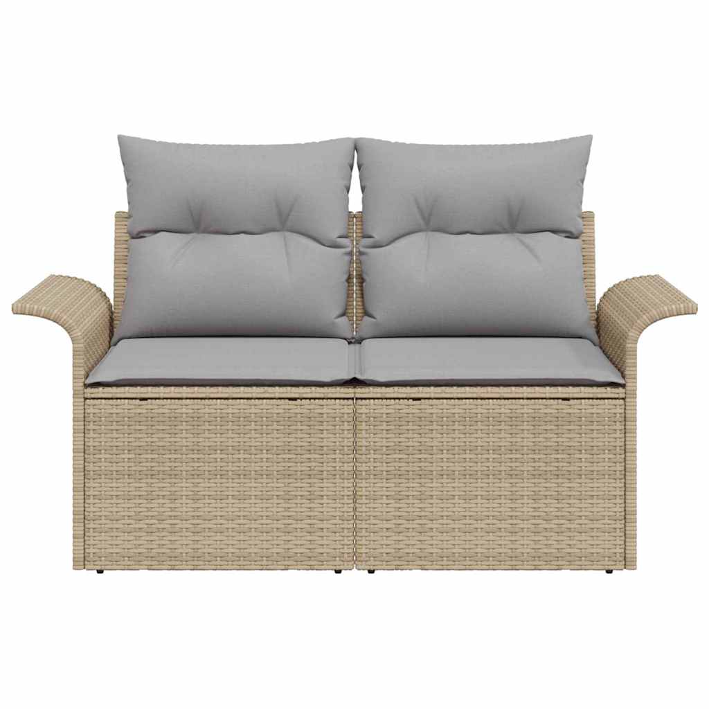 Sofá de jardim com almofada Bege 141 x 62 x 69cm vime PE