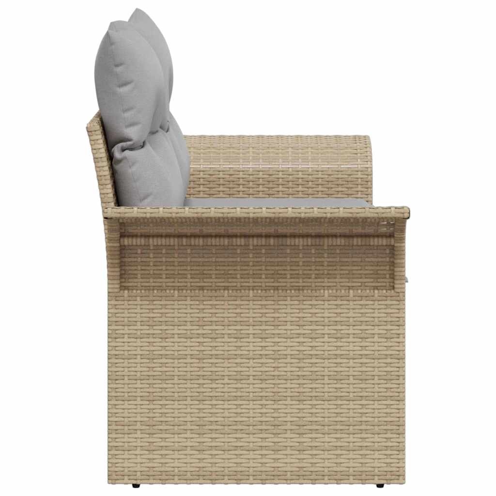Sofá de jardim com almofada Bege 141 x 62 x 69cm vime PE