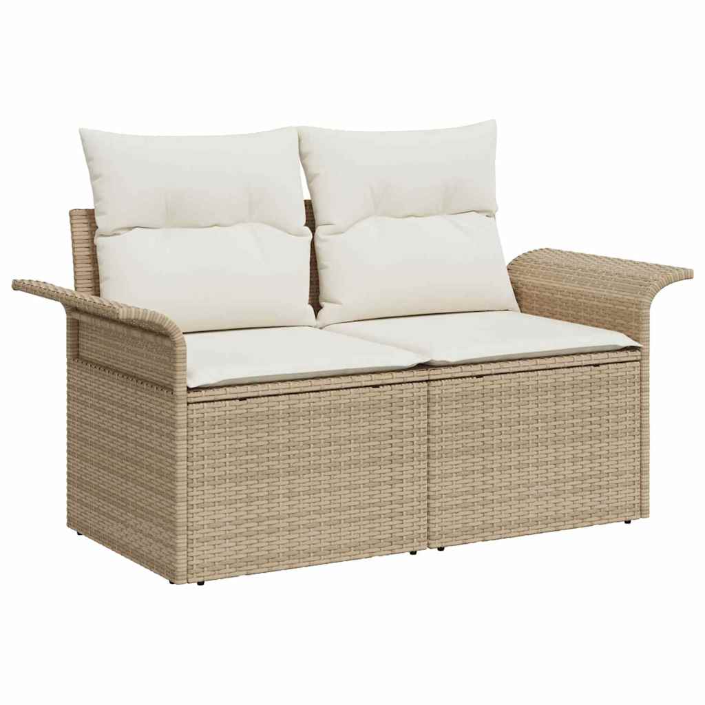 Sofá de jardim com almofada Bege 141 x 62 x 69cm vime PE