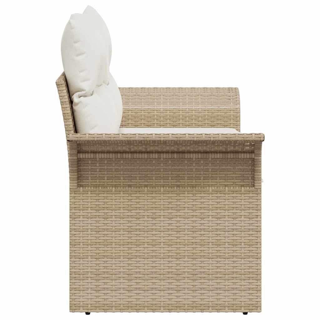 Sofá de jardim com almofada Bege 141 x 62 x 69cm vime PE