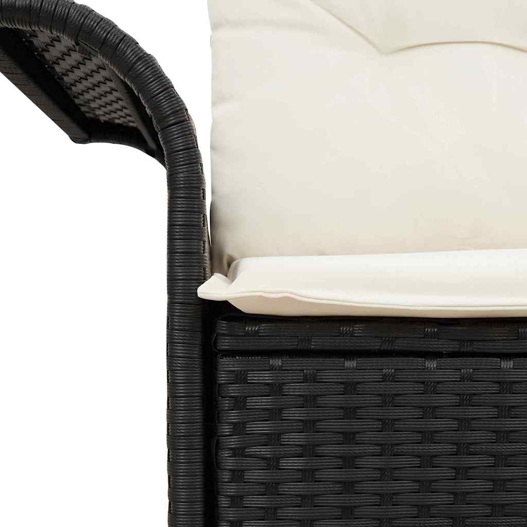 Sofá de jardim com almofada Preto 141 x 62 x 69cm vime PE
