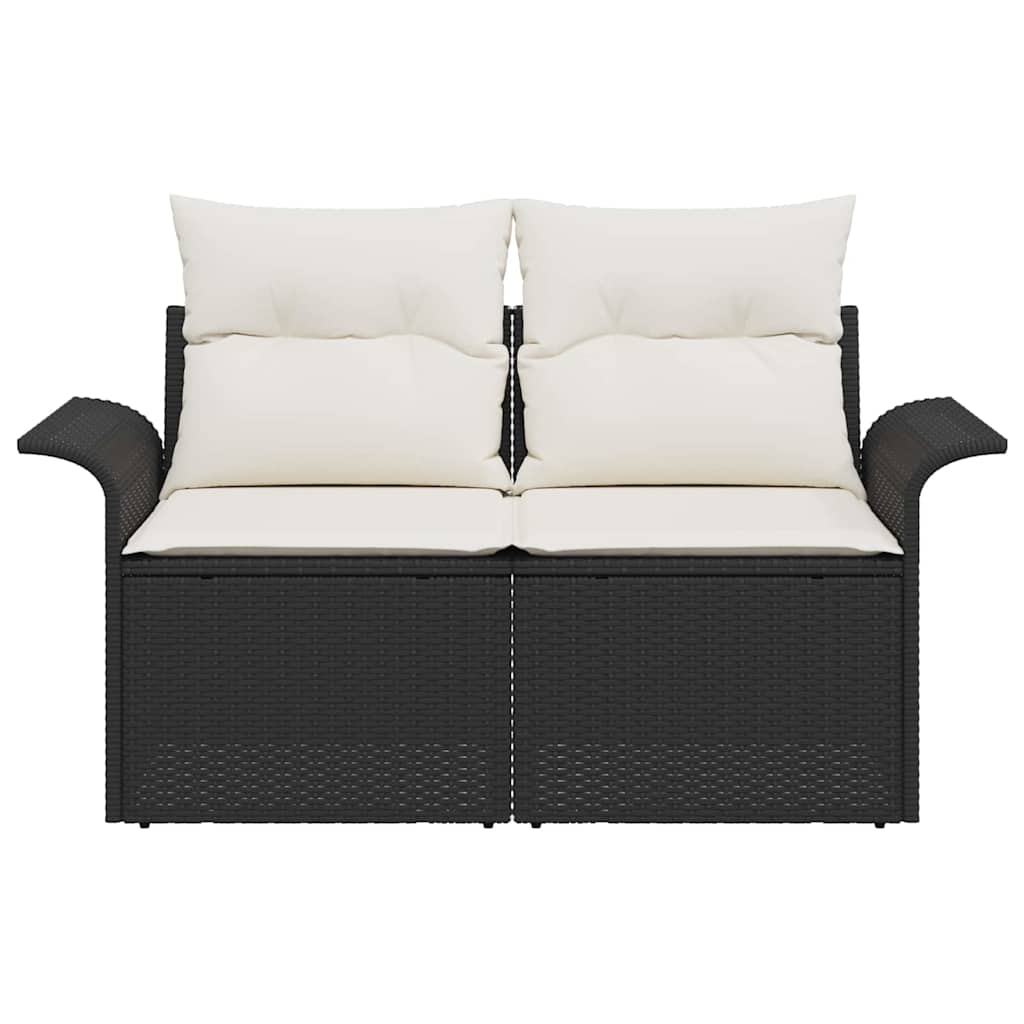 Sofá de jardim com almofada Preto 141 x 62 x 69cm vime PE