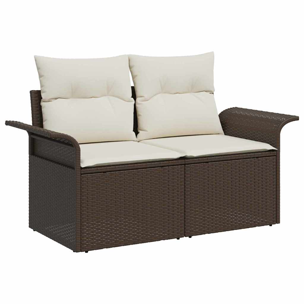 Sofá de jardim com almofada Castanho 141 x 62 x 69cm vime PE