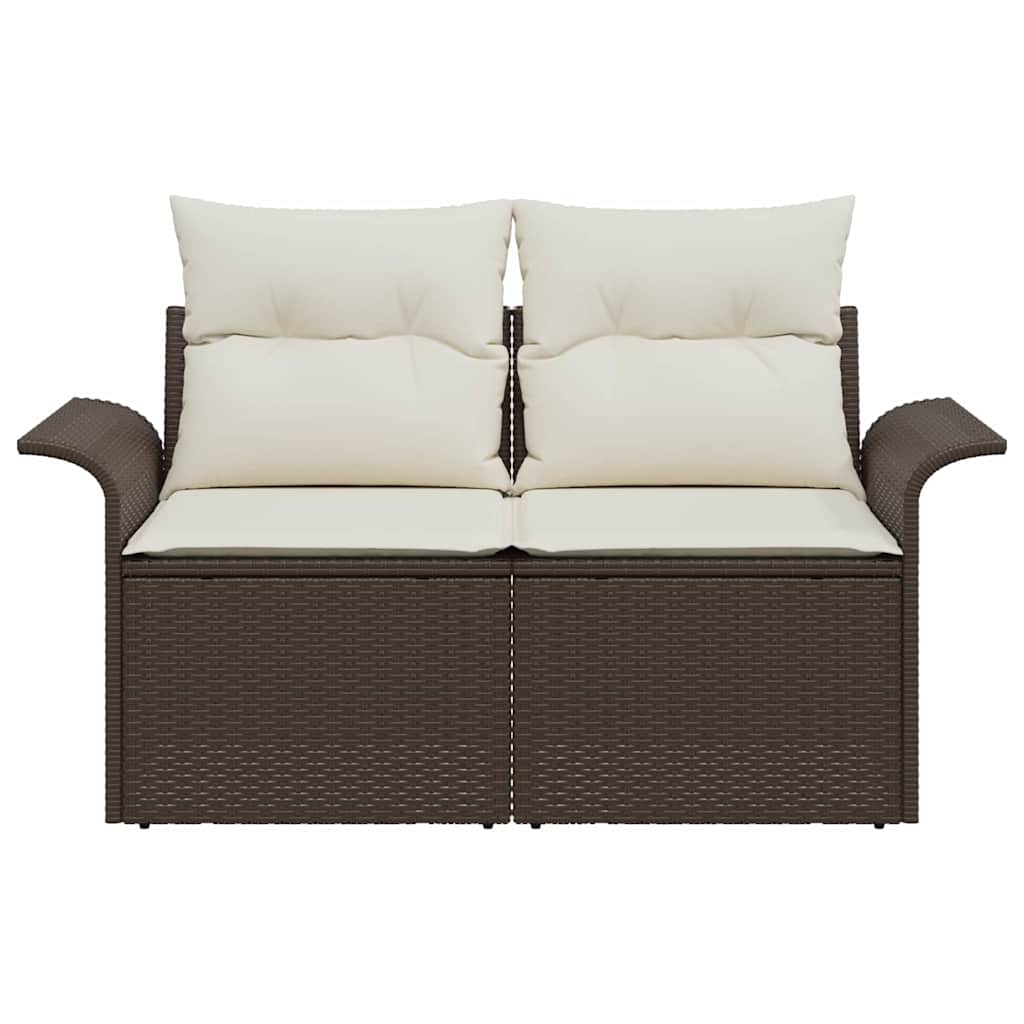 Sofá de jardim com almofada Castanho 141 x 62 x 69cm vime PE