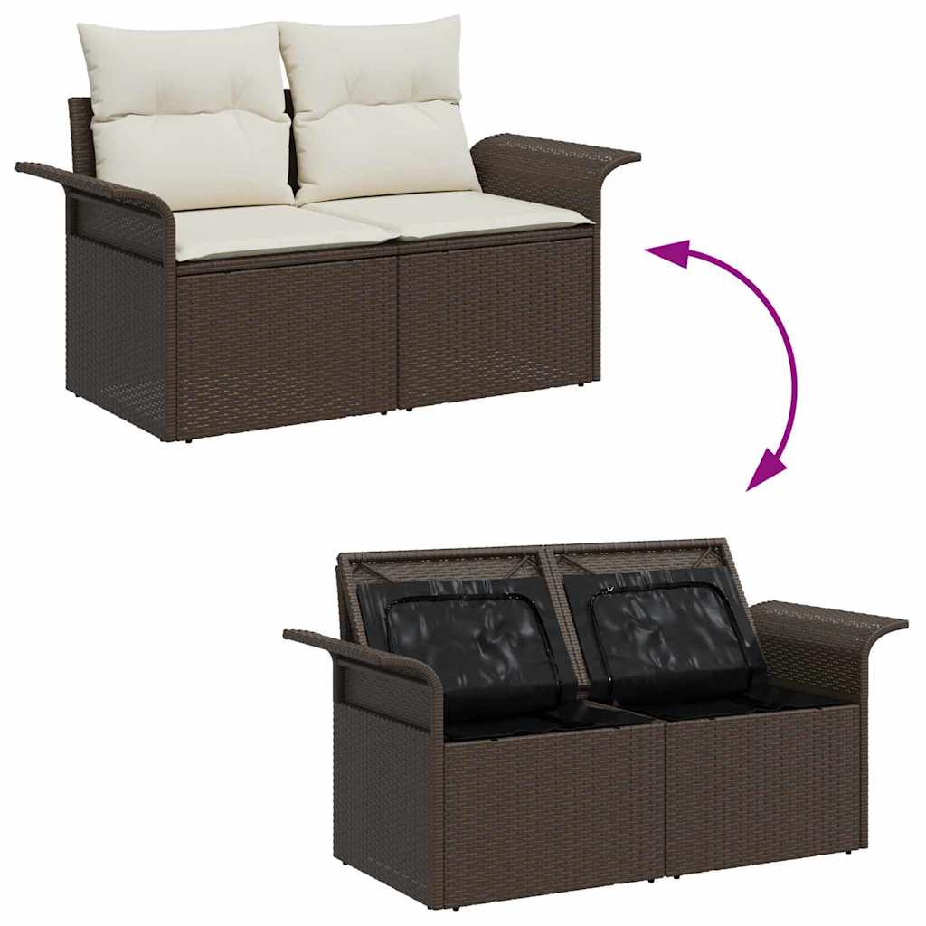 Sofá de jardim com almofada Castanho 141 x 62 x 69cm vime PE