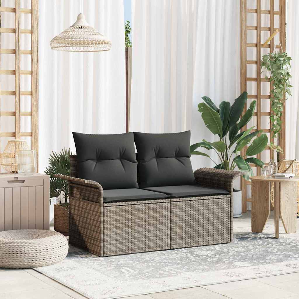 Sofá de jardim com almofada Cinzeto 141 x 62 x 69cm vime PE