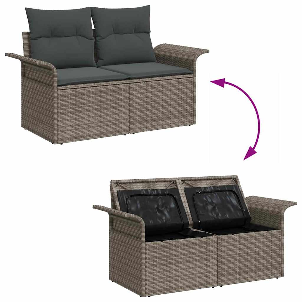 Sofá de jardim com almofada Cinzeto 141 x 62 x 69cm vime PE