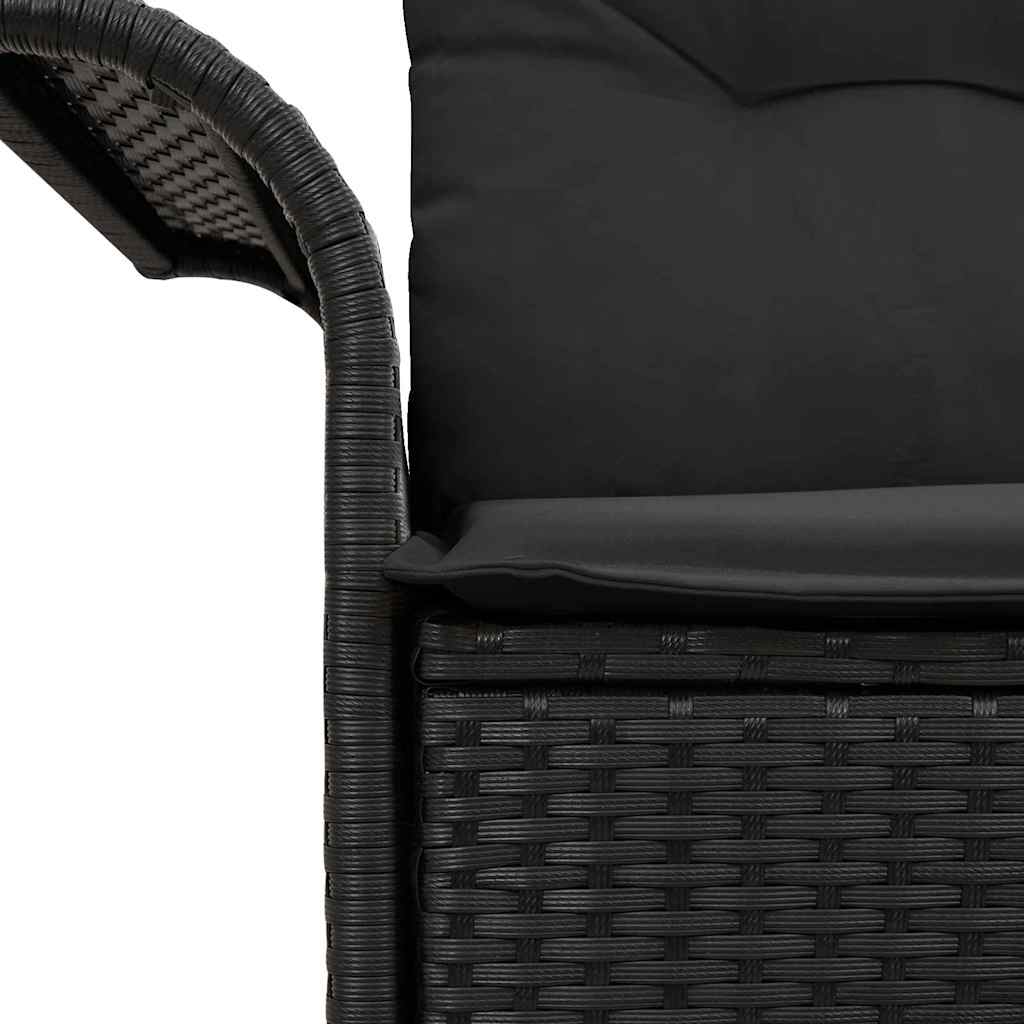 Sofá de jardim com almofada Preto 141 x 62 x 69cm vime PE