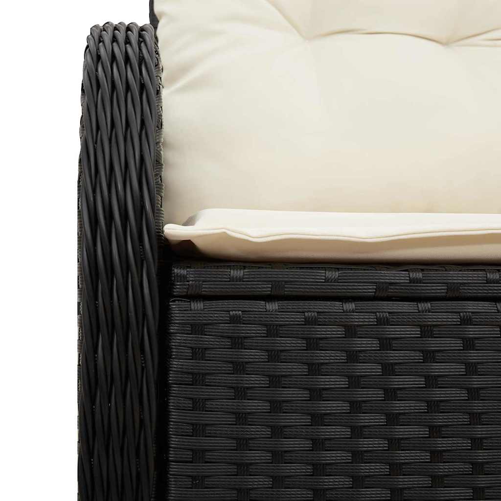 Sofá de jardim com almofada Preto 121 x 62 x 69cm vime PE