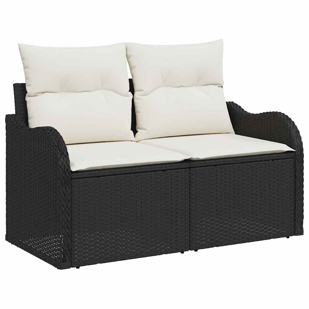 Sofá de jardim com almofada Preto 121 x 62 x 69cm vime PE