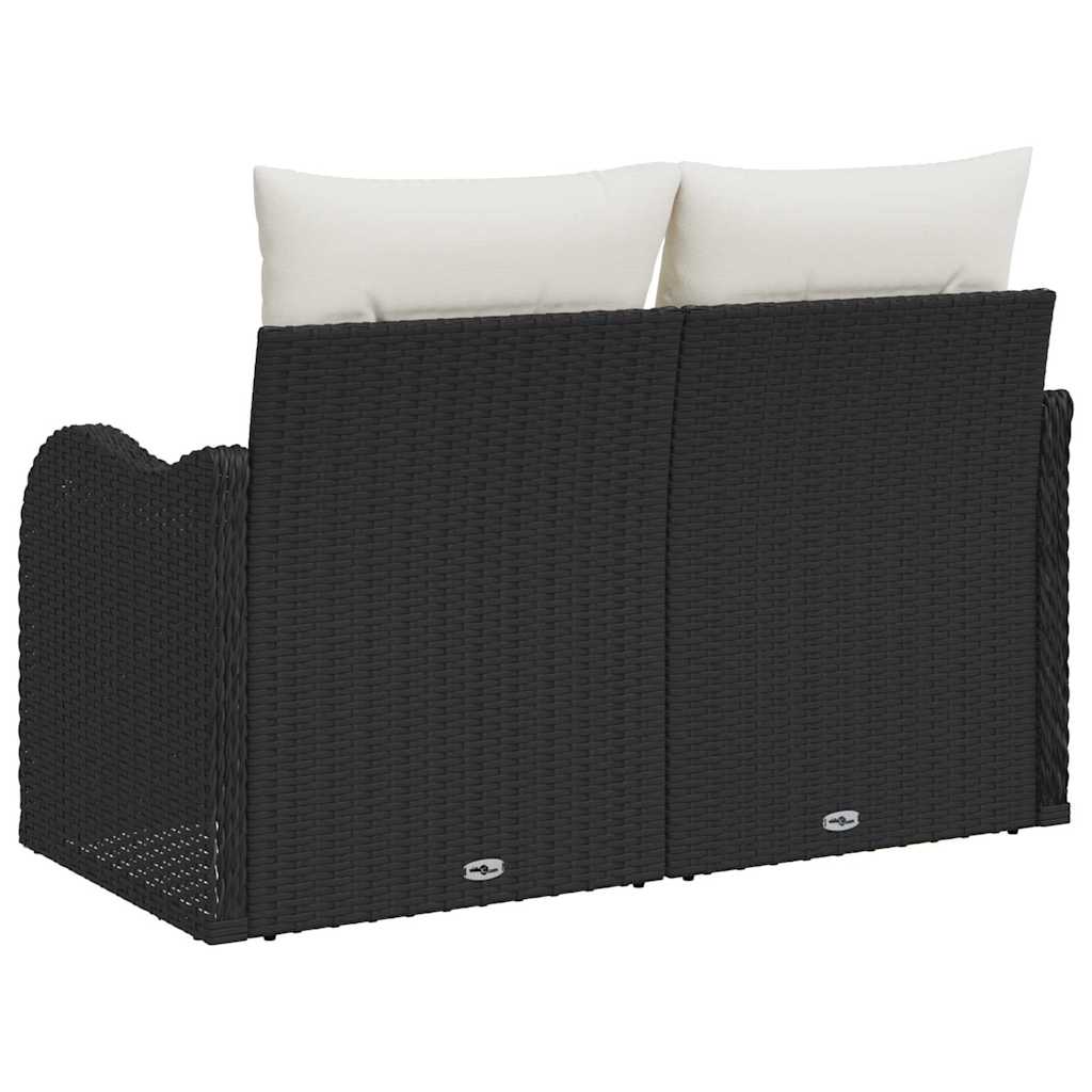 Sofá de jardim com almofada Preto 121 x 62 x 69cm vime PE