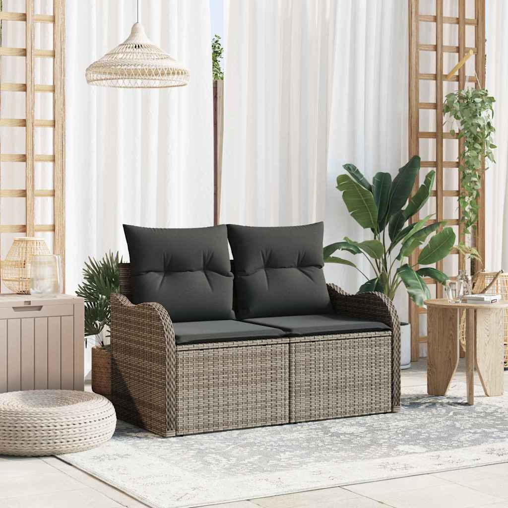 Sofá de jardim com almofada Cinzeto 121 x 62 x 69cm vime PE