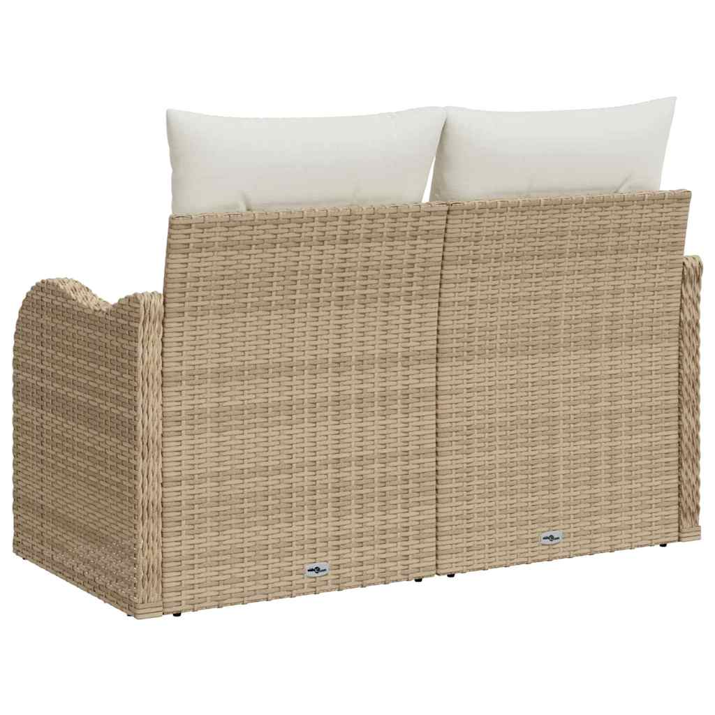 Sofá de jardim com almofada Bege 121 x 62 x 69cm vime PE