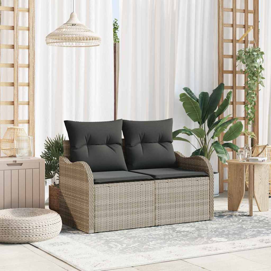 Sofá de jardim Cinzento-claro 121 x 62 x 69cm vime PE