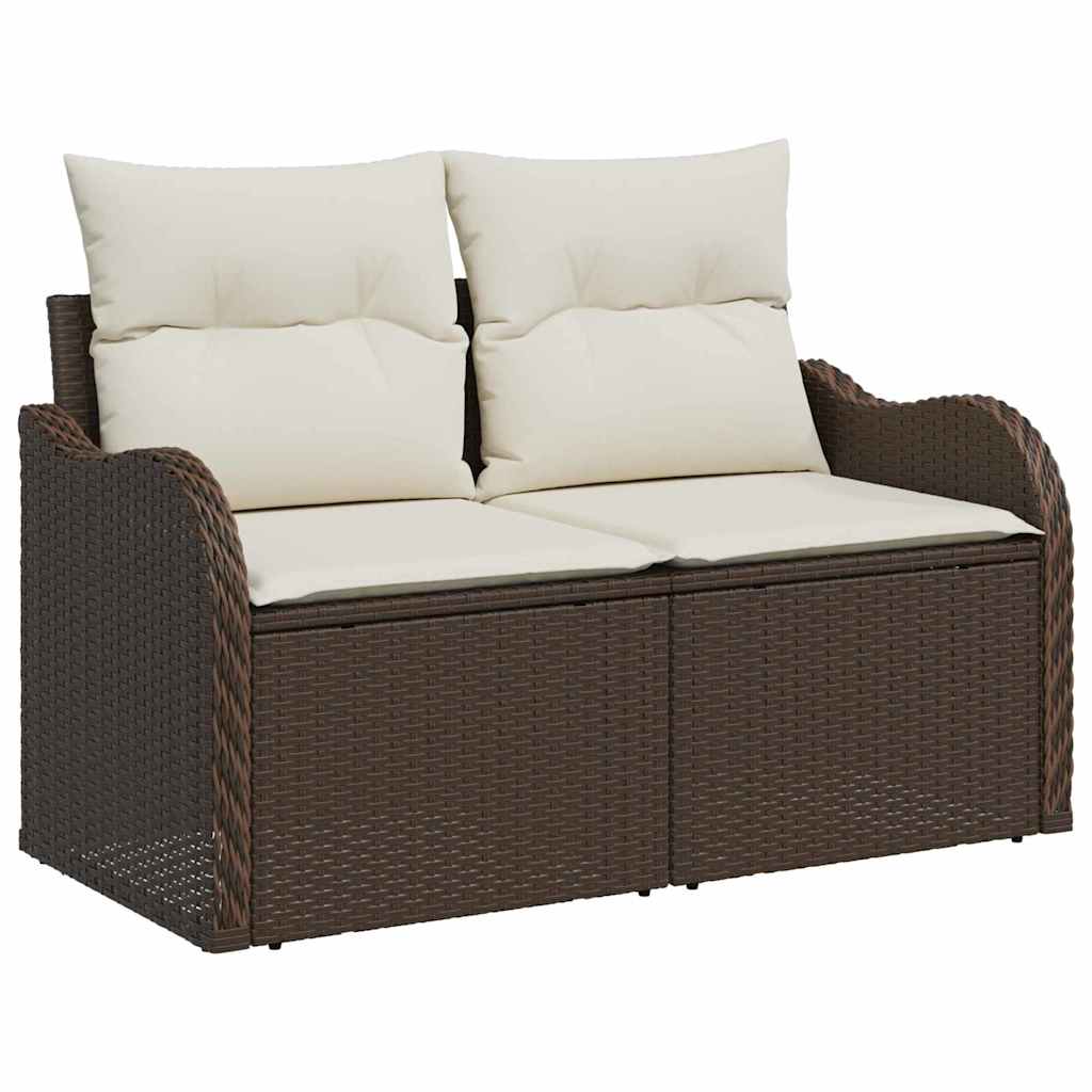 Sofá de jardim com almofada Castanho 121 x 62 x 69cm vime PE