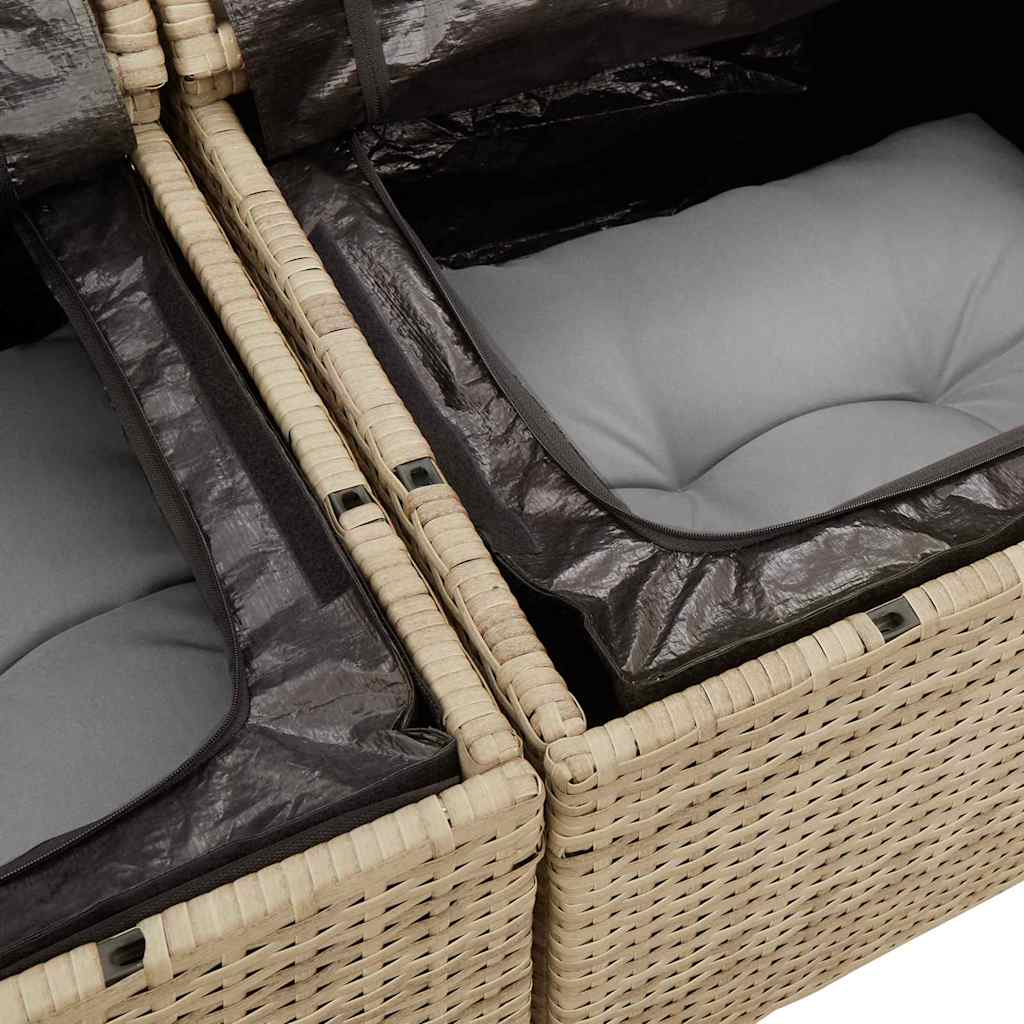 Sofá de jardim com almofada Bege 121 x 62 x 69cm vime PE