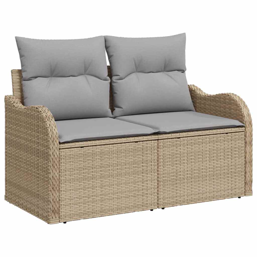Sofá de jardim com almofada Bege 121 x 62 x 69cm vime PE