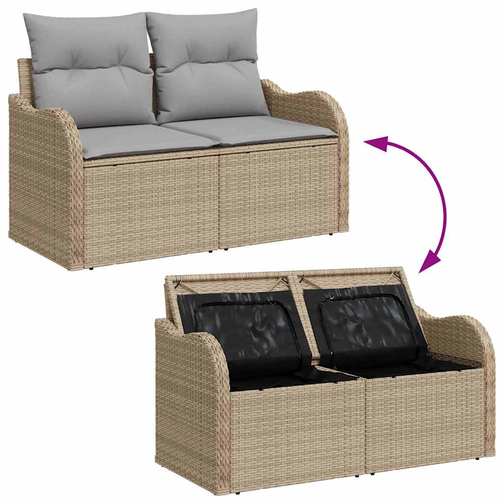 Sofá de jardim com almofada Bege 121 x 62 x 69cm vime PE
