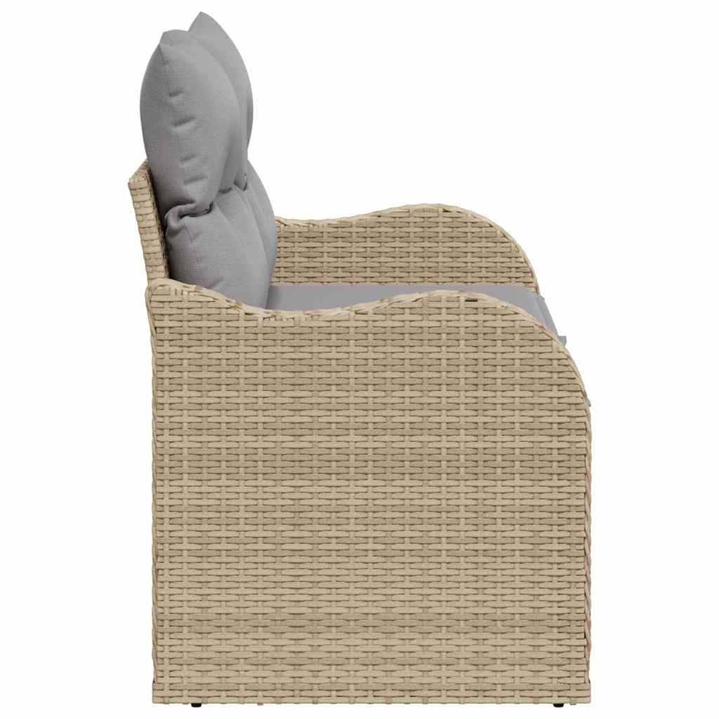 Sofá de jardim com almofada Bege 121 x 62 x 69cm vime PE