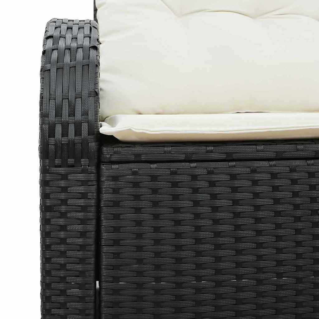 Sofá de jardim com almofada Preto 124 x 62 x 69cm vime PE