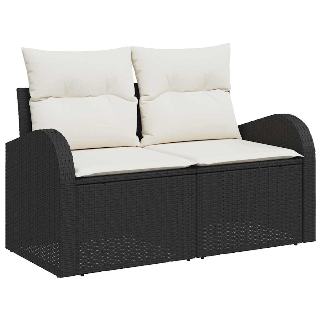 Sofá de jardim com almofada Preto 124 x 62 x 69cm vime PE