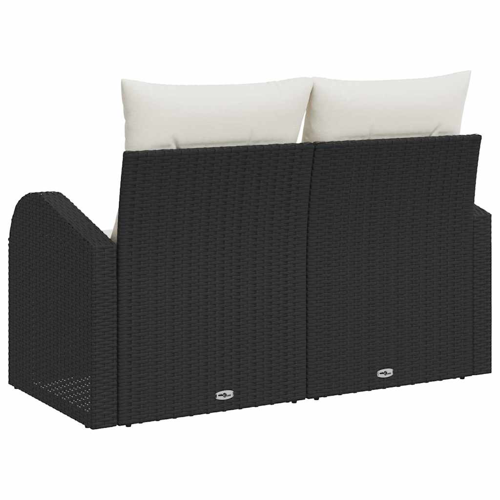Sofá de jardim com almofada Preto 124 x 62 x 69cm vime PE