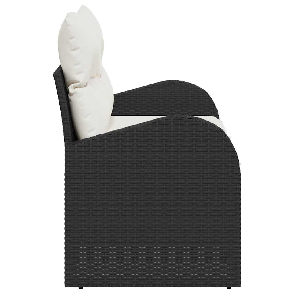 Sofá de jardim com almofada Preto 124 x 62 x 69cm vime PE