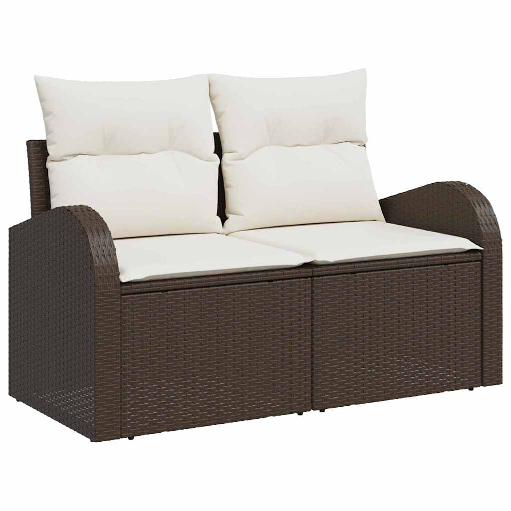 Sofá de jardim com almofada Castanho 124 x 62 x 69cm vime PE
