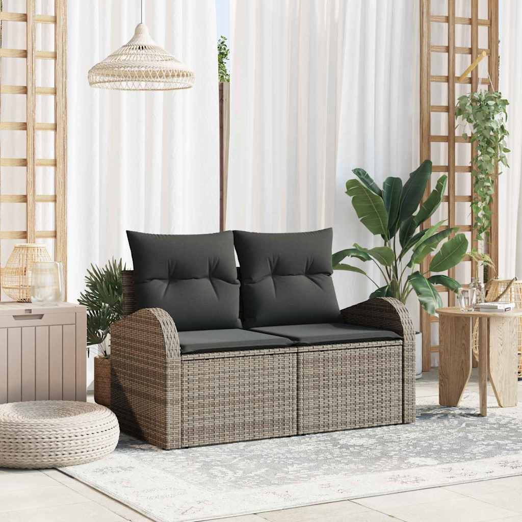 Sofá de jardim com almofada Cinzeto 124 x 62 x 69cm vime PE
