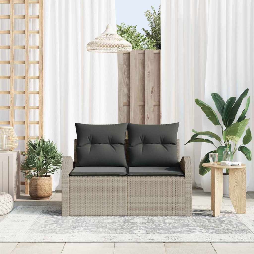 Sofá de jardim Cinzento-claro 124 x 62 x 69cm vime PE