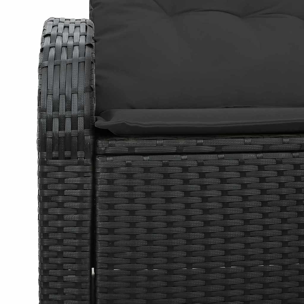 Sofá de jardim com almofada Preto 124 x 62 x 69cm vime PE